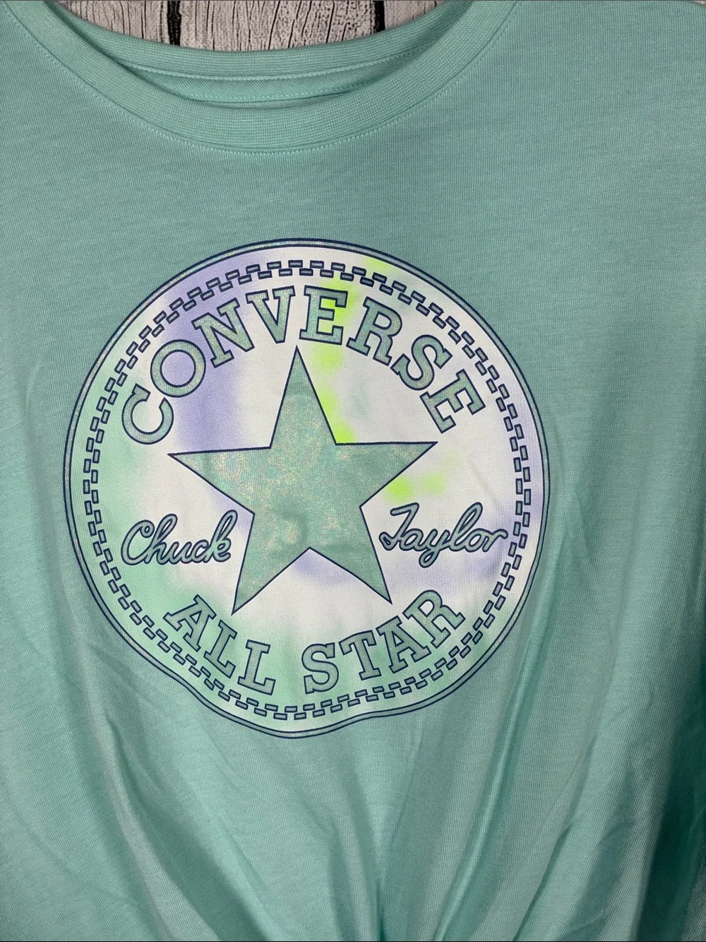 Converse Orange & Pink Tie-Dye Hoodie with Mint Green Logo Tee Size Large